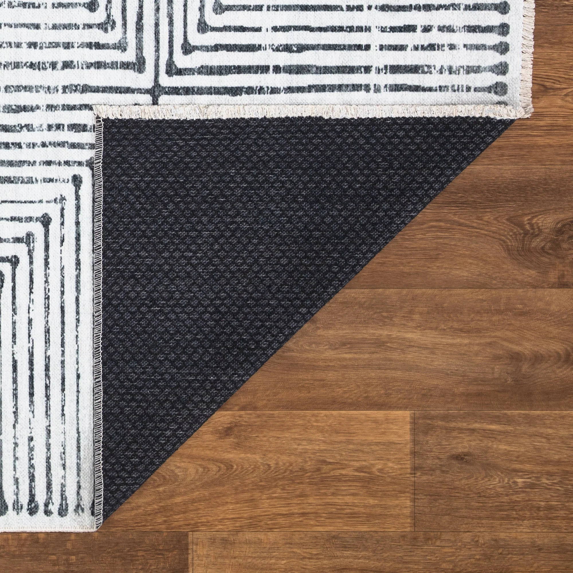 Caria CR-22 Striped Washable Rug | Non-Slip - Image 6