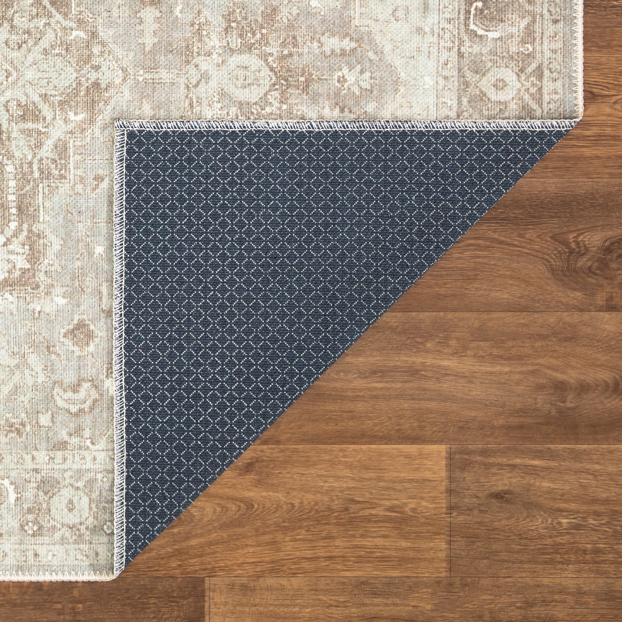 Ionia IO-14 Traditional Medallion Beige and Gray Washable Rug | Non-Slip - Image 5